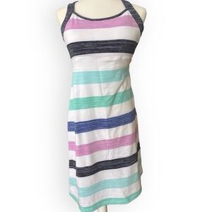 Talbots Brushed Stripe Halter Dress XS Polished Casual Coastal Classic